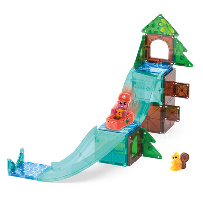 Magnetic magna tiles Raging Rapids complete wildwaterbaan met reddingswerker, raft en 27 magnetische tegels