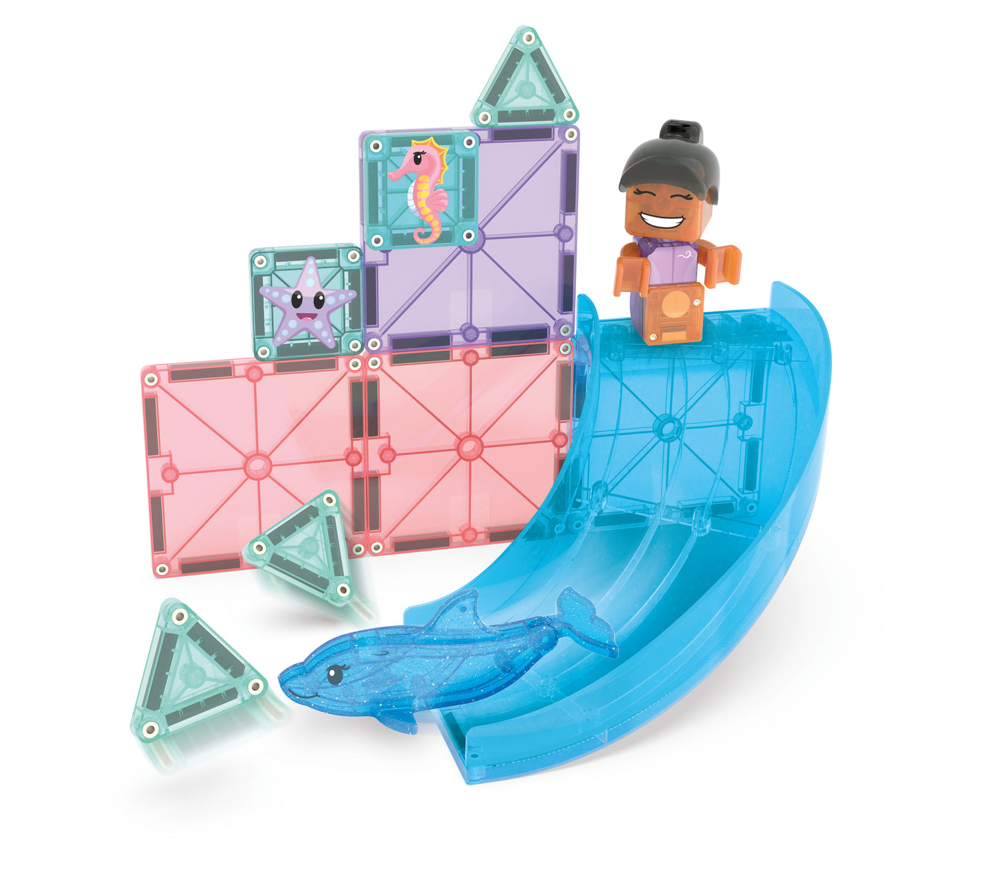 Magnetic magna tiles Dolphin Bay complete set met 13 magnetische onderdelen inclusief figuur en dieren