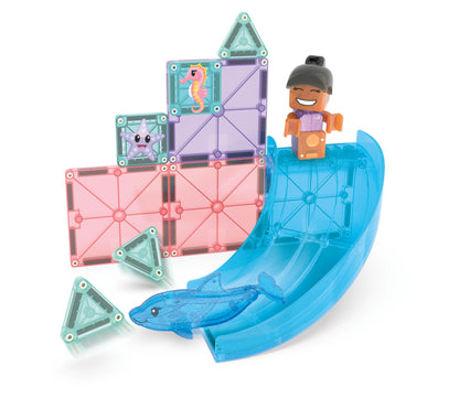 Magnetic magna tiles Dolphin Bay complete set met 13 magnetische onderdelen inclusief figuur en dieren