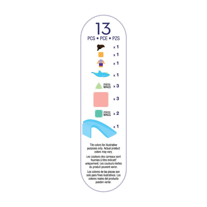 Magnetic magna tiles Dolphin Bay inhoudsopgave detail met 13 stuks magneet speelgoed MicroMags tegels