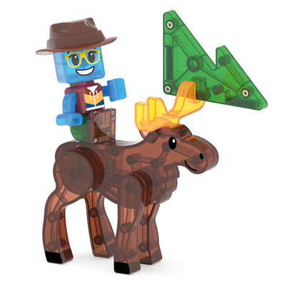 Magnetic magna tiles magnetische eland met speelfiguur en groene driehoekige magneet tegels