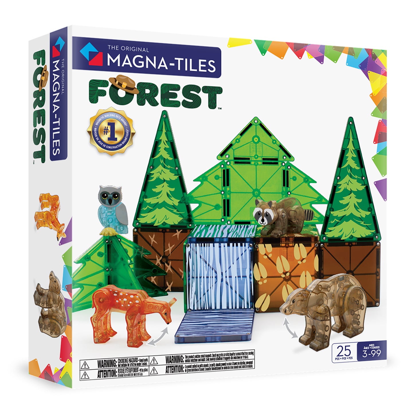 Magnetic magna tiles Forest Animals voorkant verpakking met 25 magnetische tegels en bosdieren