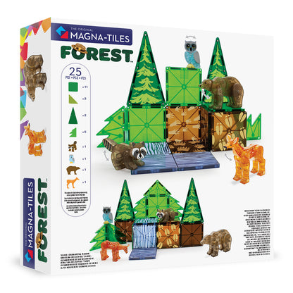 Magnetic magna tiles Forest Animals achterzijde doos met 25 magnetische tegels en inhoud