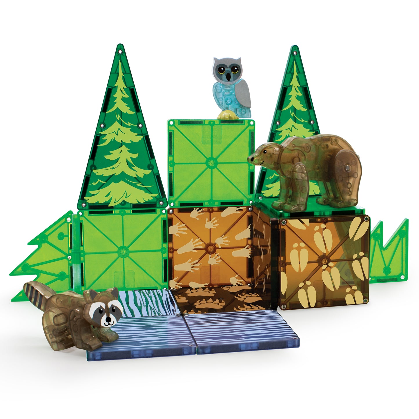 Magnetic magna tiles Forest Animals complete bosscène met 25 magnetische tegels en dieren