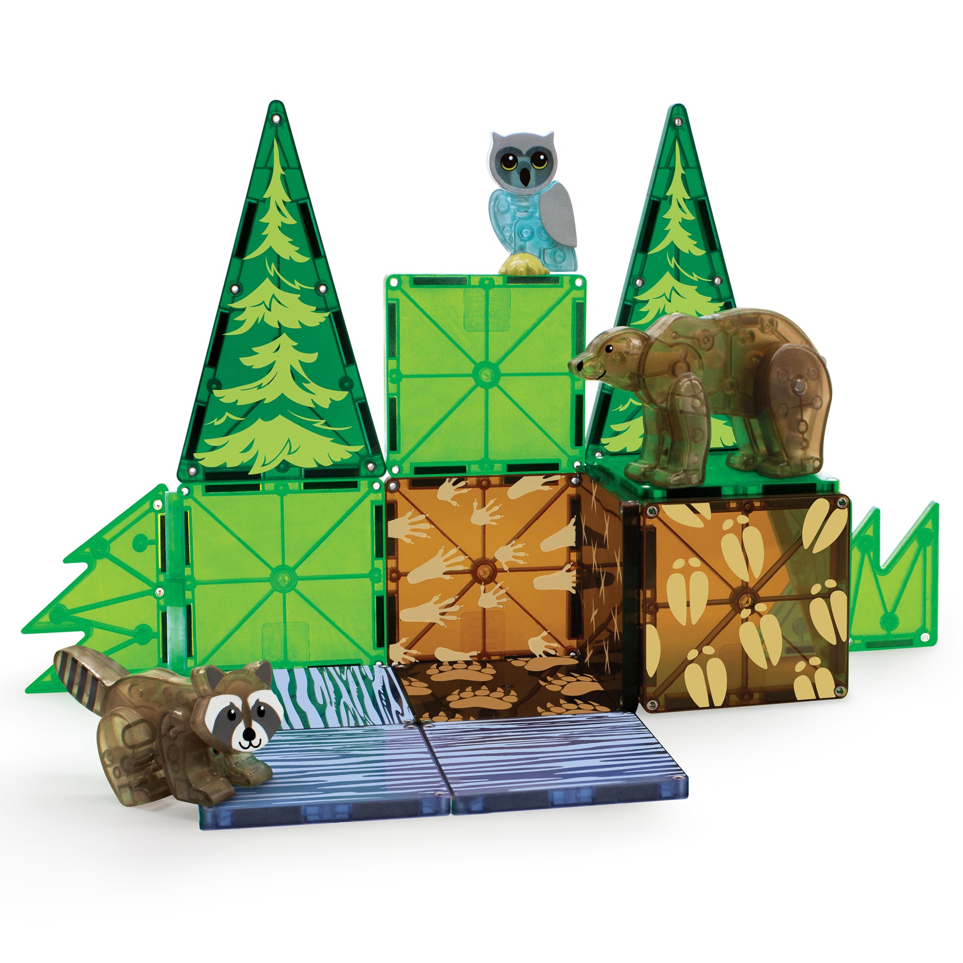 Magnetic magna tiles Forest Animals complete bosscène met 25 magnetische tegels en dieren