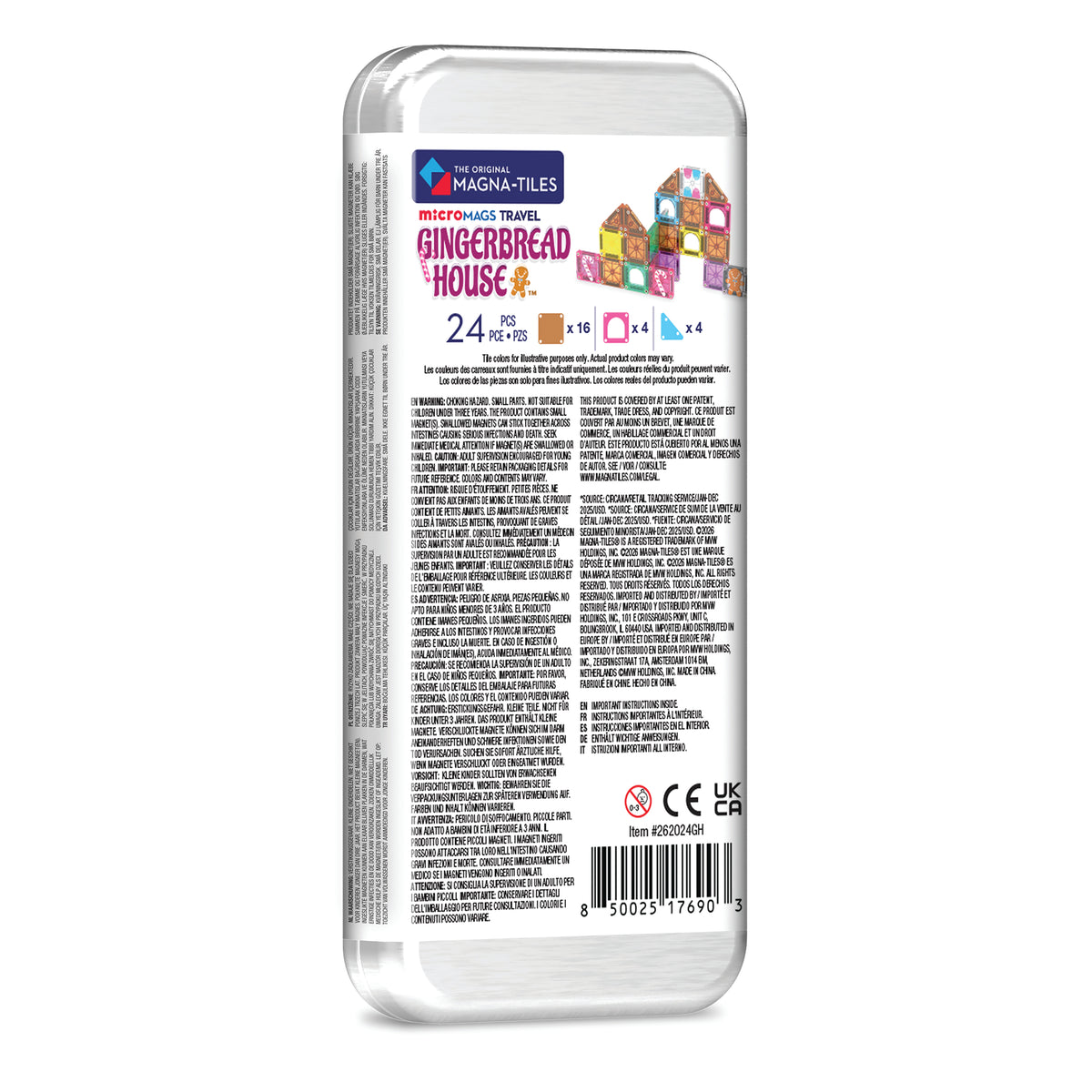 Magnetic Magna Tiles Gingerbread Travel Set achterzijde verpakking met productinformatie en barcode