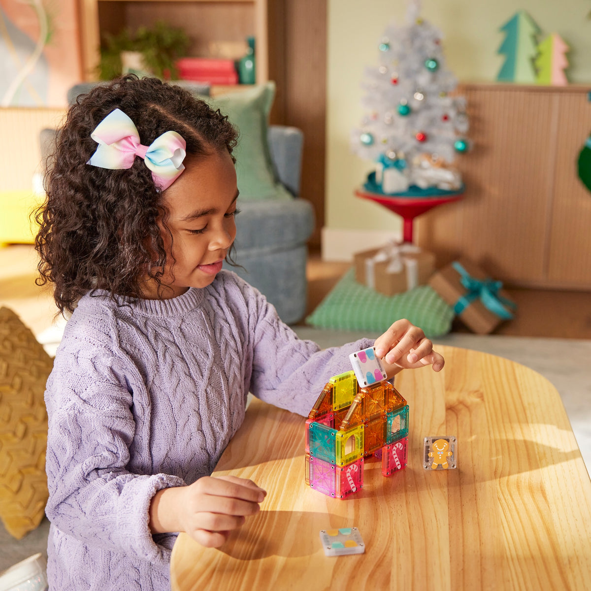 Magnetic Magna Tiles Gingerbread Travel Set speelgoed kerst - kind bouwt peperkoekhuis met MicroMags