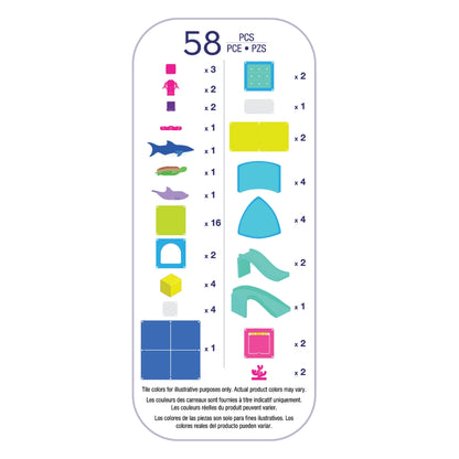 Magnetic magna tiles inhoud lijst 58 stuks magnetische onderdelen inclusief pop it fidget toy blokken