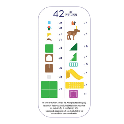 Magnetic magna tiles inhoud overzicht 42 stuks magnetisch speelgoed inclusief eland en figuren