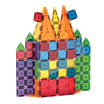 Magnetic magna tiles combo kasteel met 62 magnetische tegels in rood, blauw, groen, geel en paars
