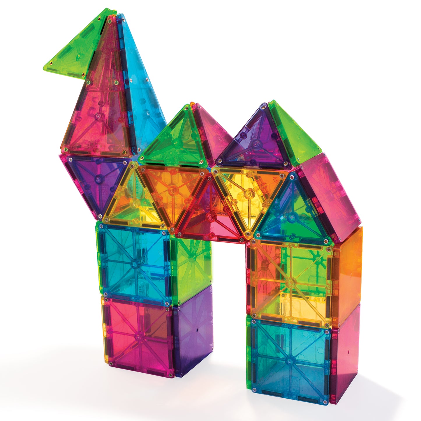 Magnetic magna tiles kasteel Classic set met kleurrijke doorschijnende magnetische tegels