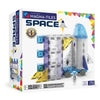 Voorkant van de Magnetic Magna-Tiles space doos met 32 magnetische bouwstenen en kleurrijk ruimte speelgoed, 3 tot 99 jaar.