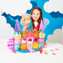 Magnetic magna tiles kasteel met meisje, kleurrijke MicroMags figuur en 48 magnetische tegels