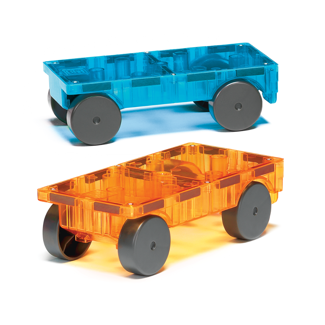 Magnetic magna tiles MicroMags detail foto 2 magnetische autos blauw oranje transparant magneet speelgoed