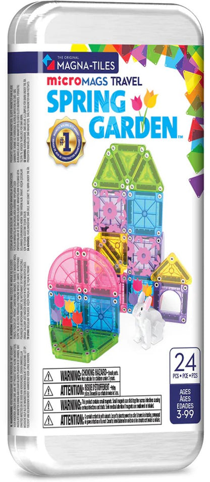 Magnetic Magna Tiles MicroMAGS Travel Spring Garden verpakking met 24 magnetische tegels in transparant doosje