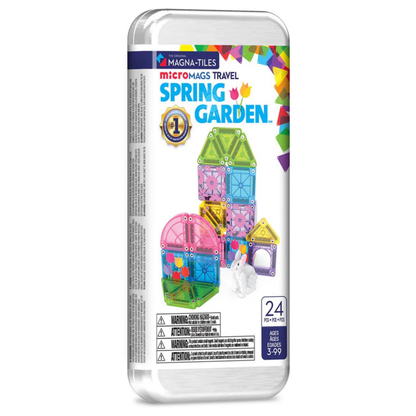 Magnetic Magna Tiles MicroMAGS Travel Spring Garden verpakking met 24 magnetische tegels in transparant doosje
