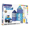 Magnetic magna tiles Police Station voorkant verpakking met 35 magnetische tegels en politieauto