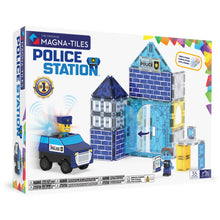 Magnetic magna tiles Police Station voorkant verpakking met 35 magnetische tegels en politieauto