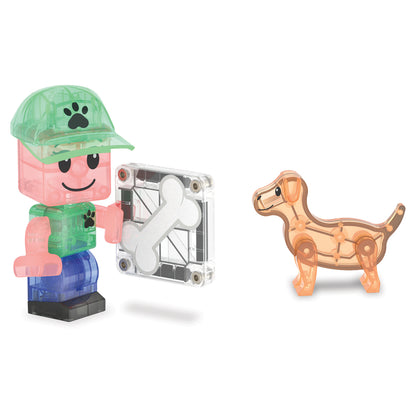 Magnetic magna tiles Puppy Park MicroMags figuur met oranje hondje en magneet speelgoed accessoires