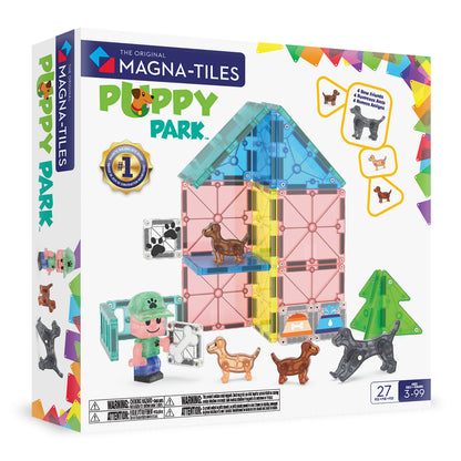 Magnetic magna tiles Puppy Park voorkant verpakking met 27 magnetische tegels en hondjes