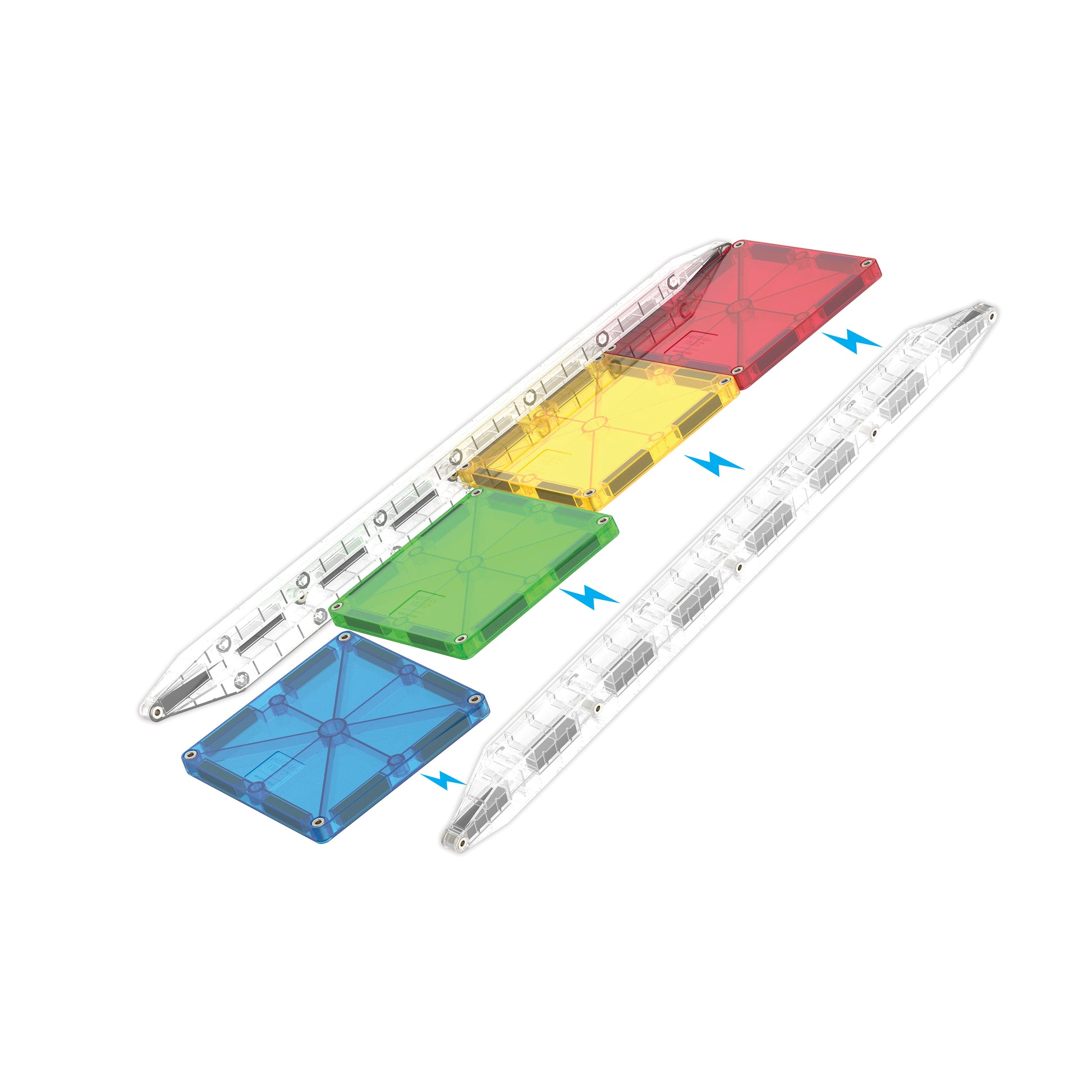 Magnetic magna tiles Rail Racers detail 8 magnetische onderdelen met kleurrijke rails bovenaanzicht