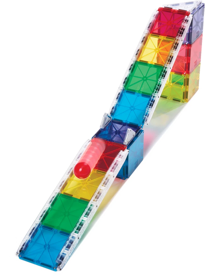 Rail racers set van magnetic magna tiles met knikkerbaan,knikkers en magnetische tegels voor creatieve bouwers.