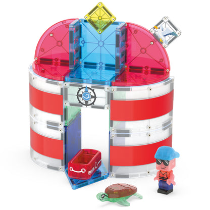 Magnetic magna tiles vuurtoren complete set met magnetische schildpad en vuurtorenwachter