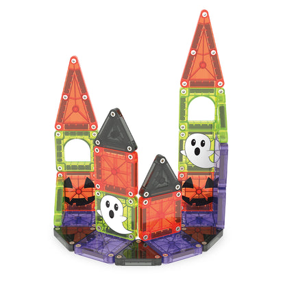 Magnetic Magna Tiles Spooky kasteel bovenaanzicht met 24 magnetische tegels en spookjes