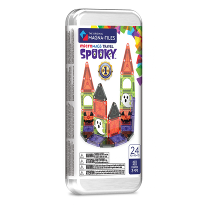 Magnetic Magna Tiles Spooky Travel Set voorkant verpakking met 24 MicroMags magnetische tegels