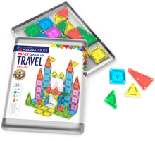 Magnetic magna tiles Travel Set Deluxe met 55 MicroMags in bewaardoos en losse kleurrijke tegels