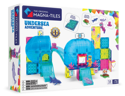 Magnetic magna tiles Undersea Adventure verpakking met 58 magnetische onderdelen en zeedierfiguren