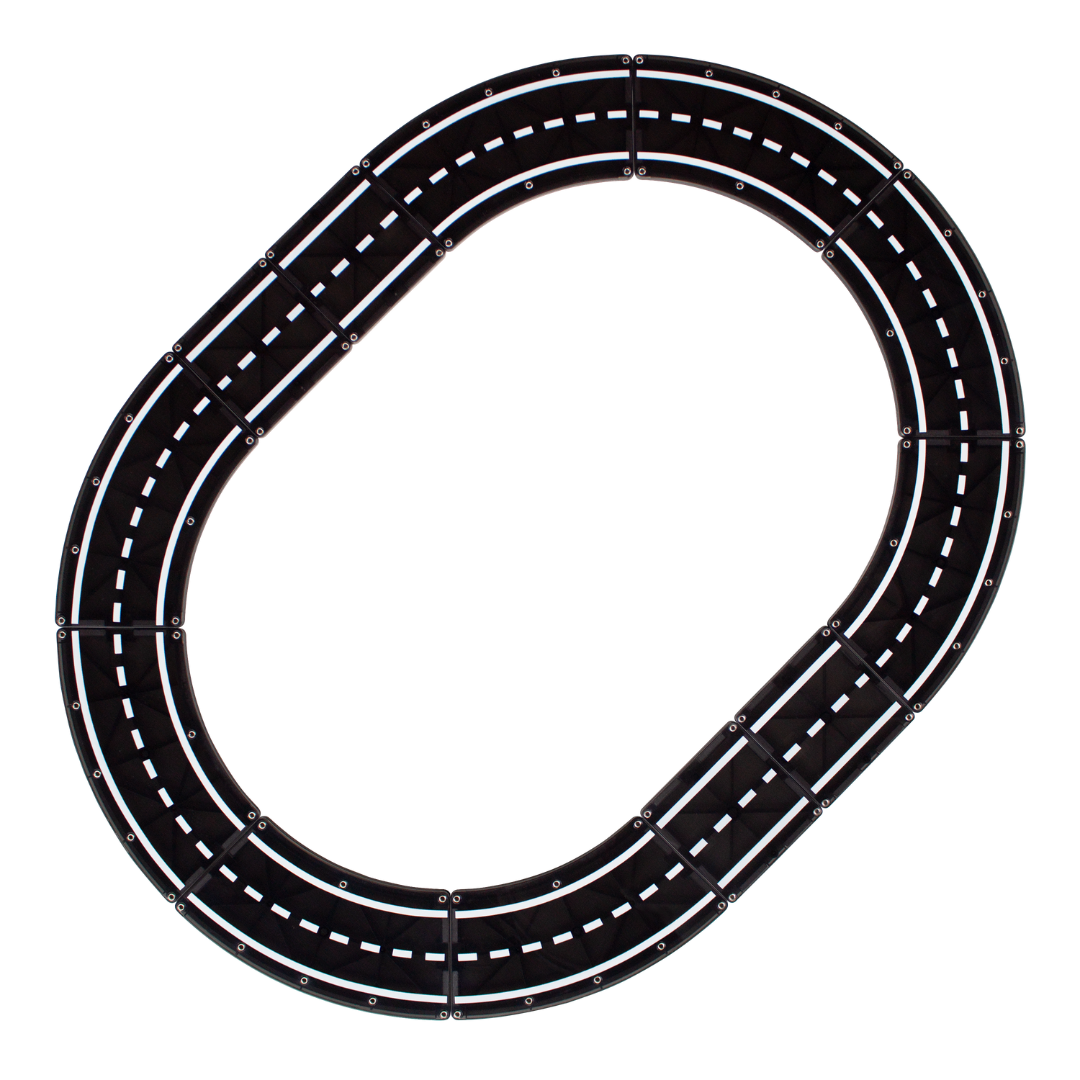 Magnetic magna tiles XTRAS roads ovale racebaan configuratie met 12 magnetische tegels volledig beeld wit