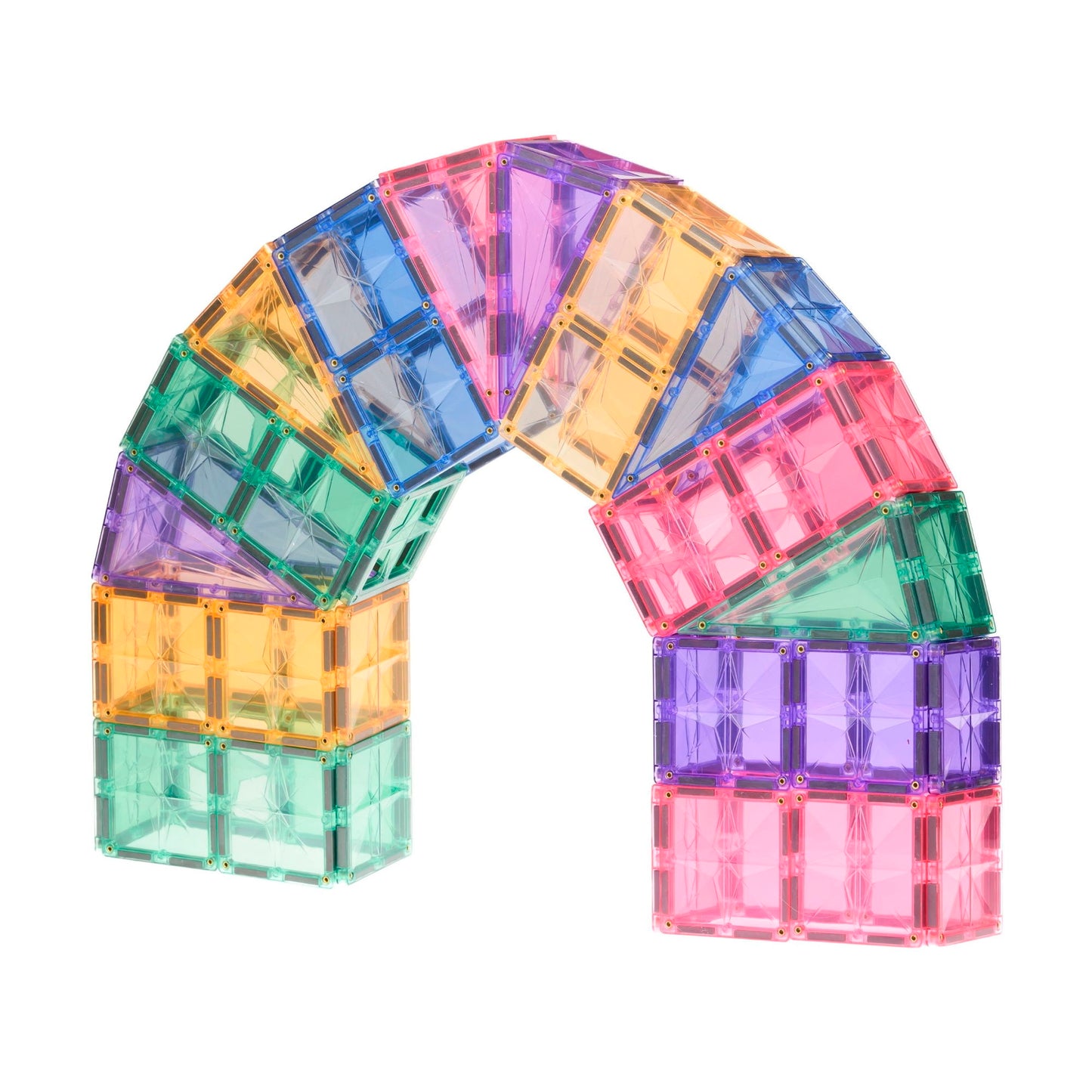 Magnetisch speelgoed boog, Coblo 100 stuks magnetische tegels in pastelkleuren op witte achtergrond