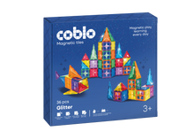 Magnetisch speelgoed Coblo Classic glitter 36 stuks voorkant verpakking met kleurrijke kastelen