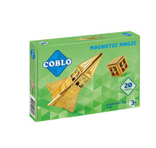 Magnetisch speelgoed Coblo Goud verpakking met 20 gouden magneet tegels en 'Magnetic Magic' tekst