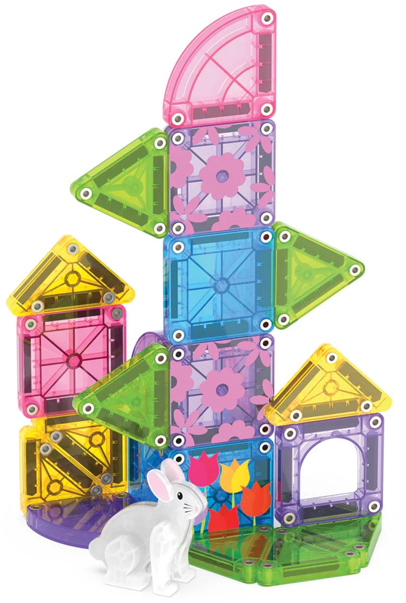 Magnetisch speelgoed Magna Tiles MicroMAGS creatieve bouwvormen met gekleurde transparante tegels