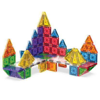 Magnetic magna tiles MicroMAGS deluxe set met kleurrijke kastelen en huisjes van 70 magnetische bouwstenen