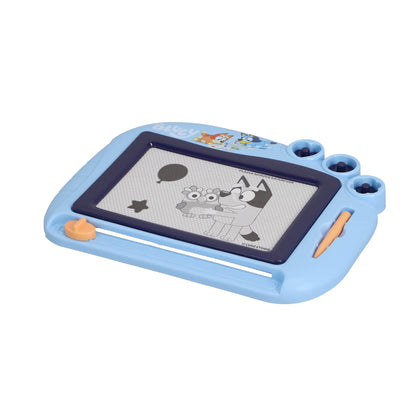 Magnetisch tekenbord van Bluey in blauw met pen en sjablonen, creatief speelgoed voor kinderen en peuters.