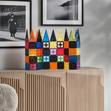Magnetische tegels Coblo classic kasteel bouwwerk met kleurrijke en zwarte magneet speelgoed blokken