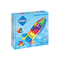 Magnetische tegels Coblo Classic verpakking voorkant met 35 stuks kleurrijke magneet bouwstenen