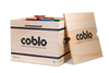 Magnetische tegels Coblo Classic XL Box 250 stuks in houten opbergdoos met deksel en kleurrijk speelgoed