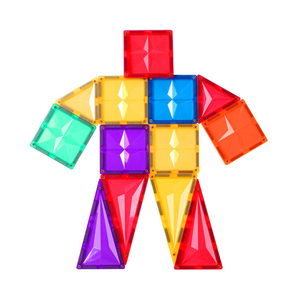 Magnetische tegels Coblo robot figuur gekleurde vierkanten driehoeken magnetische bouwstenen creatieve constructie
