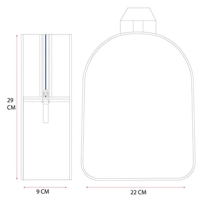 Technische tekening van Marvel Spiderman rugzak kind met afmetingen 29x22x9 cm, ideaal als kleine rugzak school.