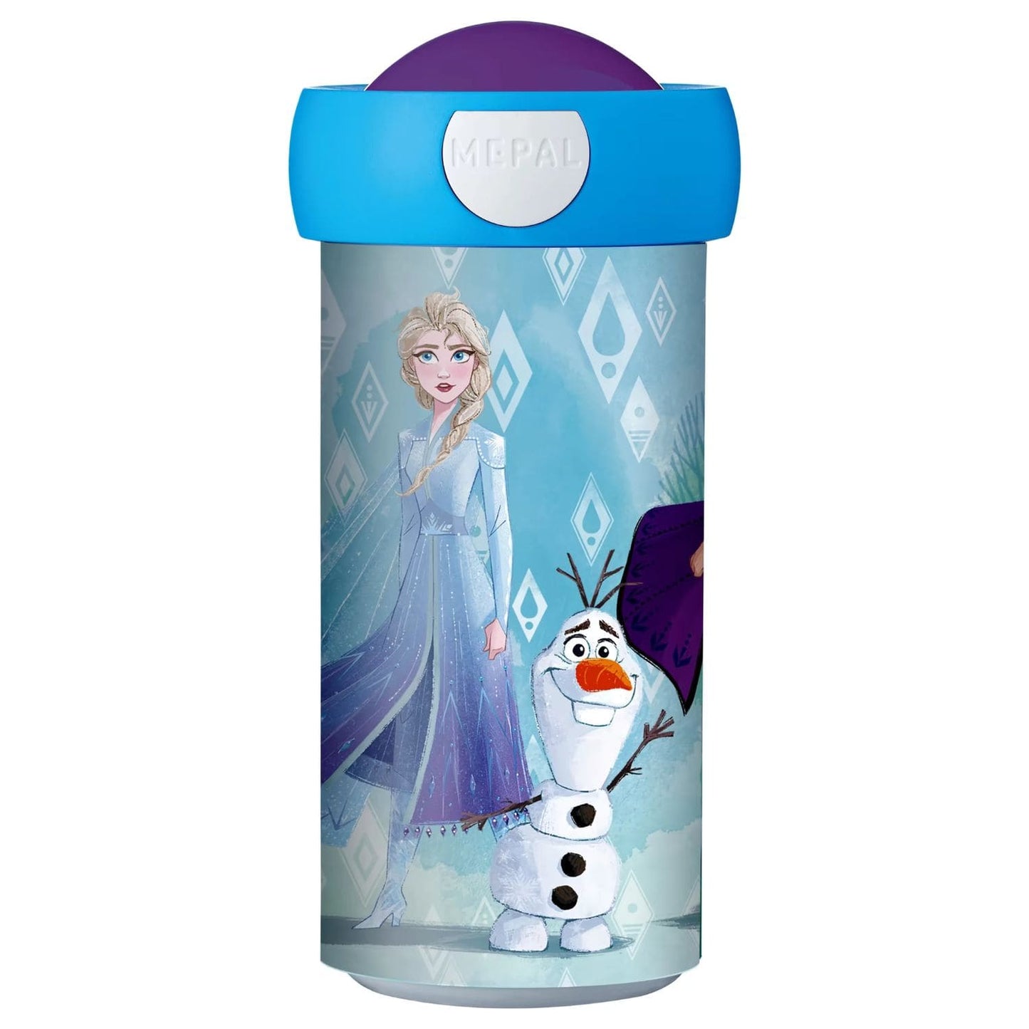 Blauwe Mepal Campus drinkbeker 300 ML Frozen met Elsa en Olaf, ideaal als vrolijke drinkfles kind voor school of onderweg.