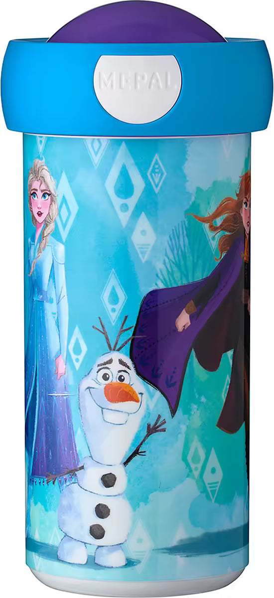 Blauw Mepal Campus drinkbeker 300 ML Frozen met Elsa, Anna en Olaf, kindvriendelijk en ideaal voor school of onderweg.