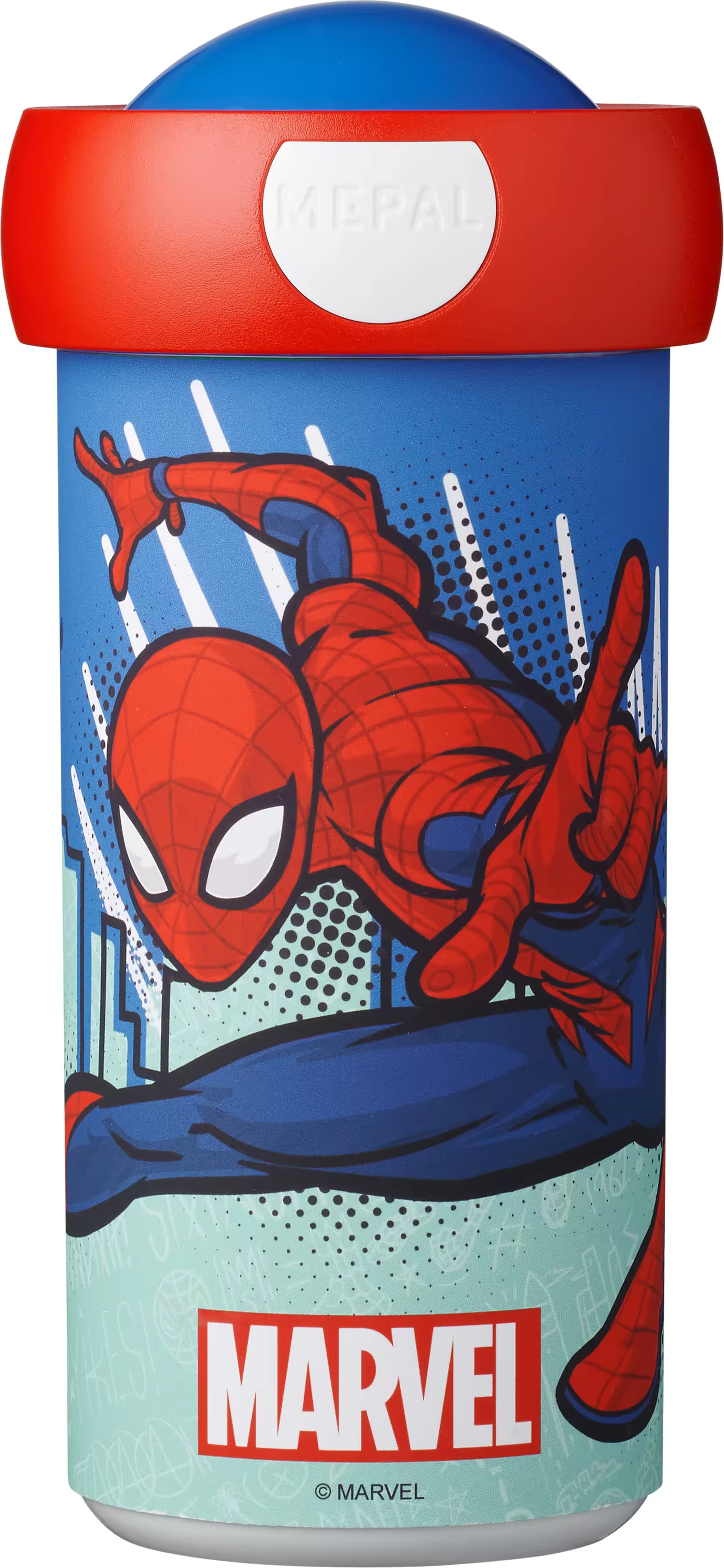 Ronde Mepal Campus drinkbeker 300 ML Spiderman in rood-blauw design, Marvel kinder drinkfles met dop.