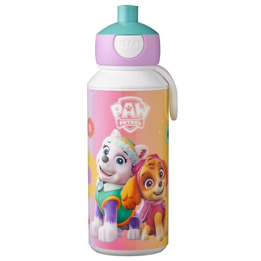 Kindvriendelijke Mepal Campus drinkfles 400 ML met Paw Patrol Girls ontwerp, ideaal voor school en onderweg.