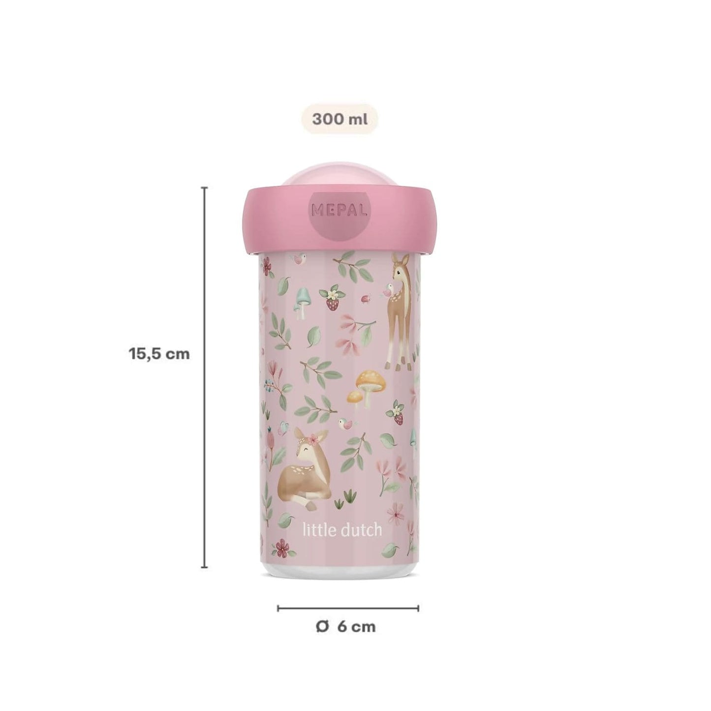 Fairy Garden Mepal drinkbeker van 300 ml met afmetingen 15,5 cm hoog en 6 cm diameter, BPA-vrij Little Dutch.