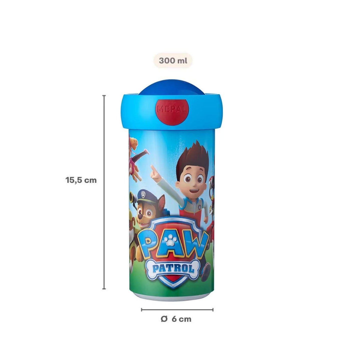 paw patrol Mepal drinkbeker van 300 ml met afmetingen 15,5 cm hoog en 6 cm diameter, BPA-vrij.