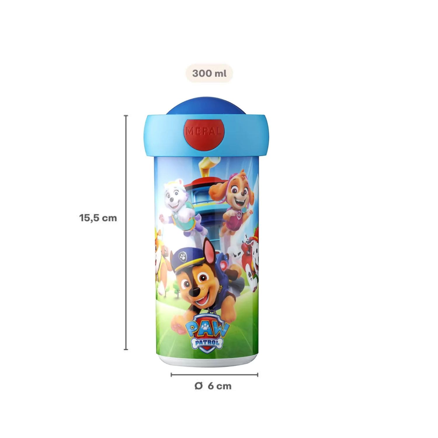 paw patrol pups Mepal drinkbeker van 300 ml met afmetingen 15,5 cm hoog en 6 cm diameter, BPA-vrij.